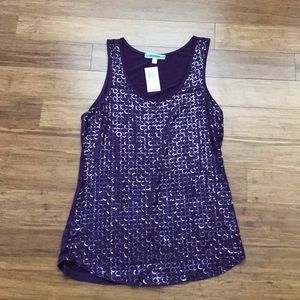 NWT Nordstrom Pleione Purple Sparkle Tank Size L